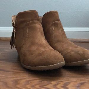 Cognac brown booties.